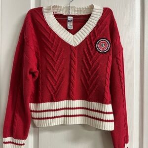 Y2K Limited Too Red and White V-Neck Sweater